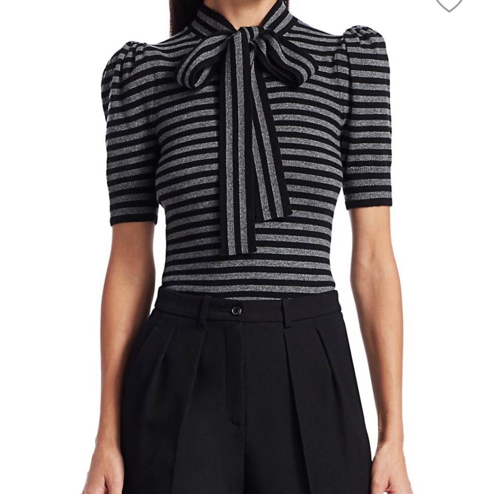 NWT$890 Michael Kors Striped Cashmere Blouse Top Sweater - Picture 15 of 15